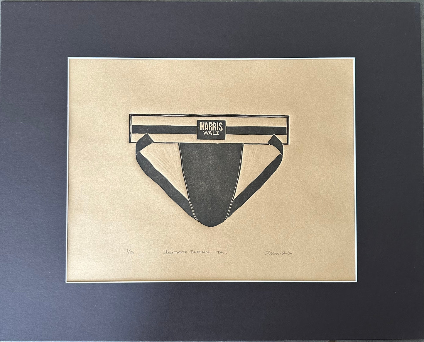 "Jocktober Surprise - Tan" Limited Edition Linocut