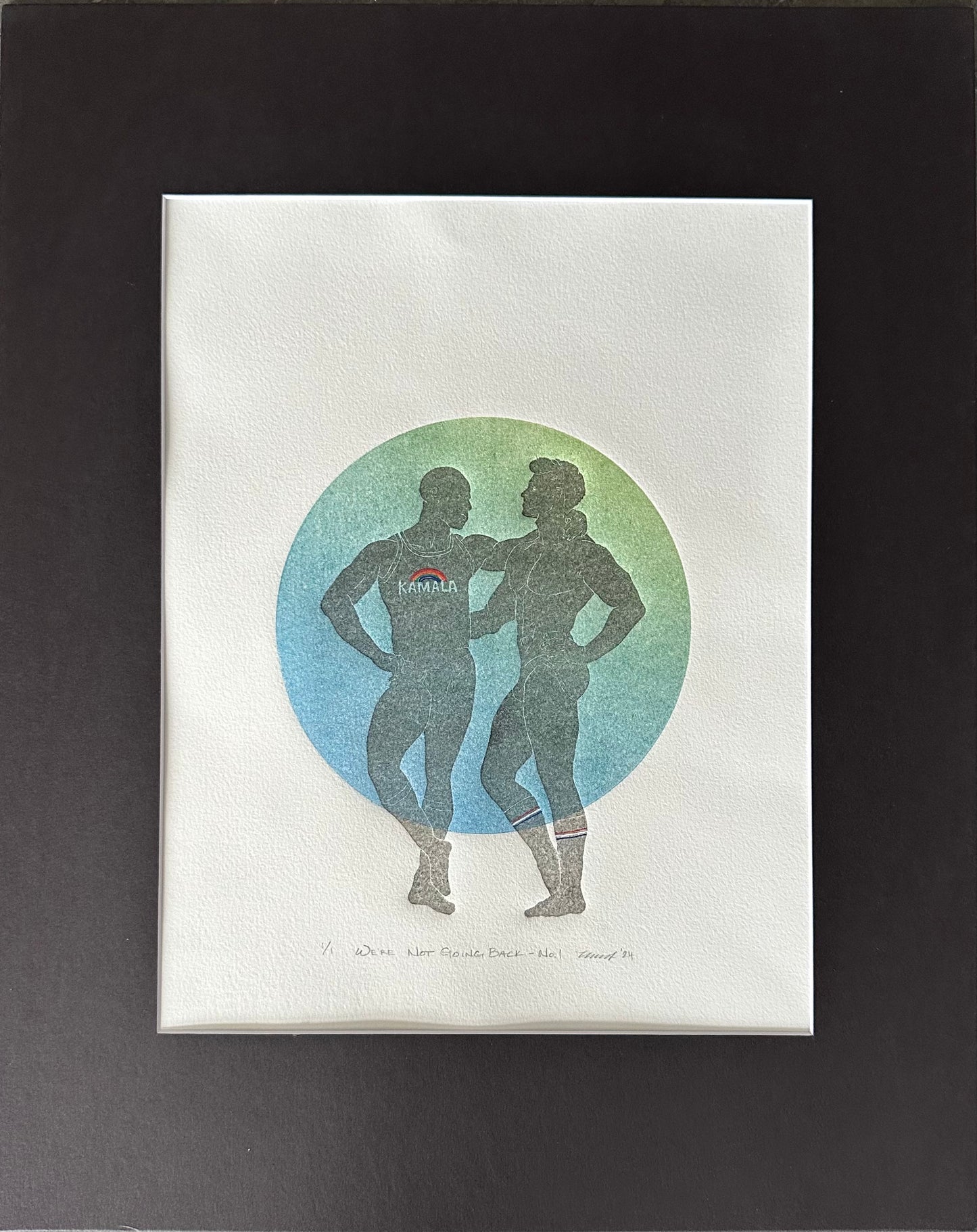 “We’re Not Going Back - No. 1” Linocut & Monotype; Hand-painted Rainbow