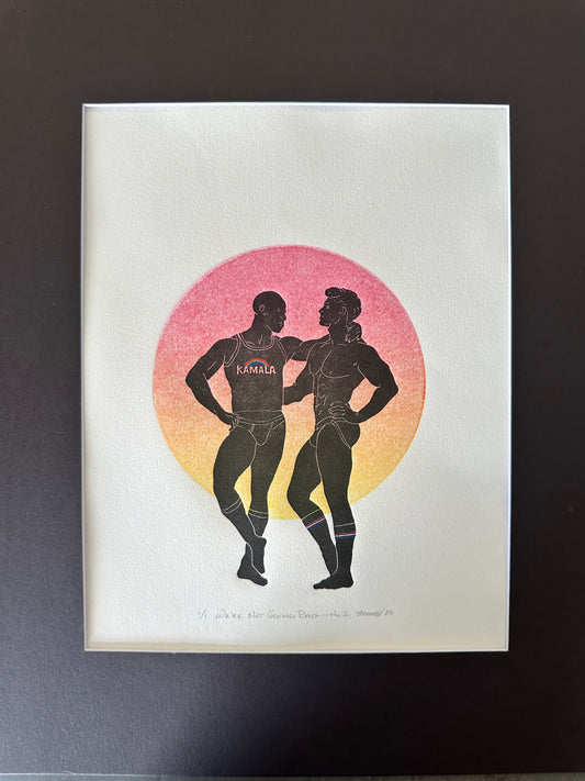 “We’re Not Going Back - No. 2” Linocut & Monotype; Hand-painted Rainbow