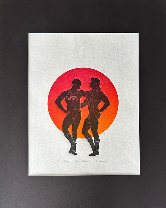 “We’re Not Going Back - No. 3” Linocut & Monotype; Hand-painted Rainbow